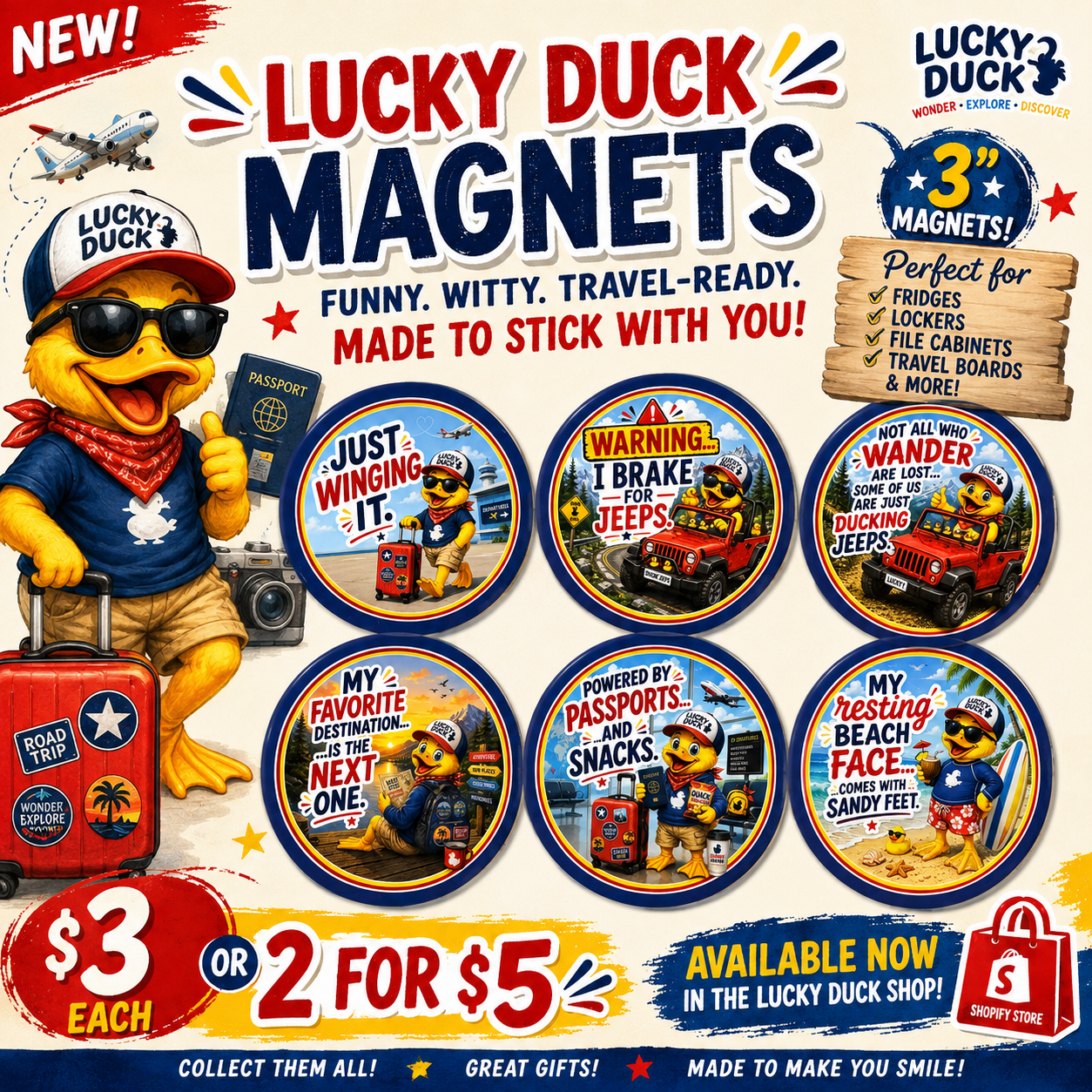 Lucky Duck Travel Magnets